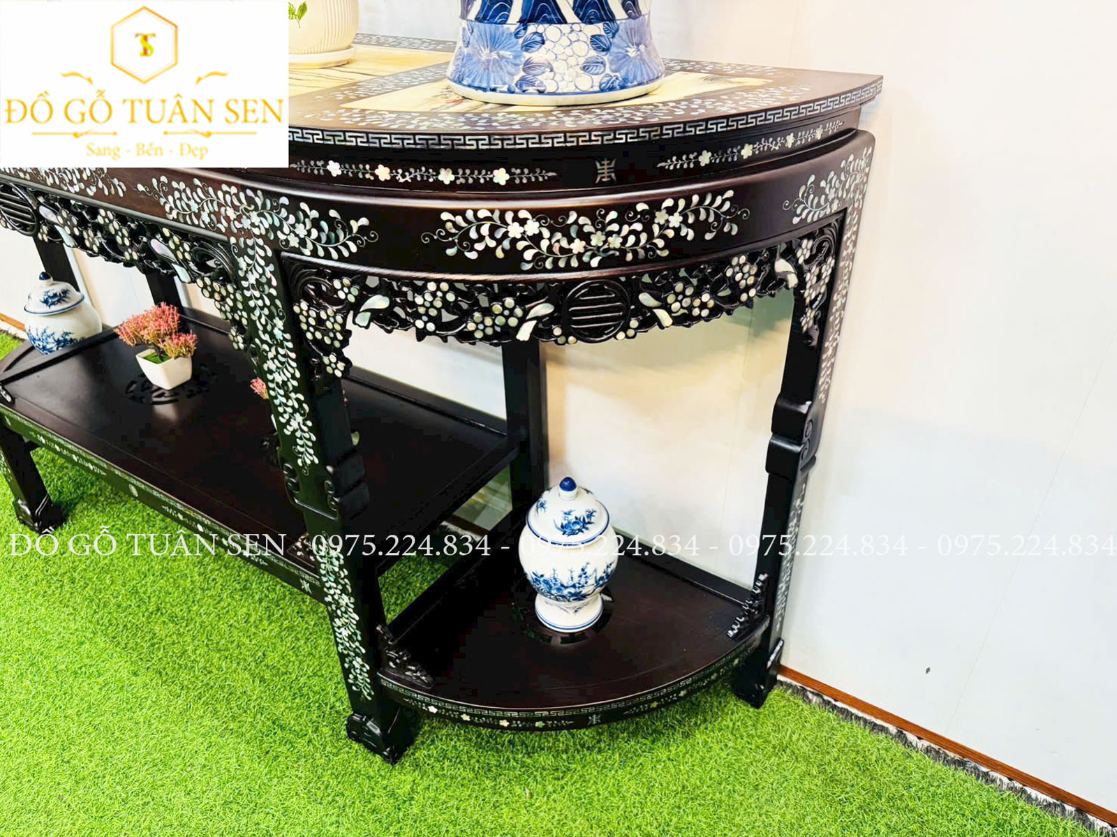 Thông tin bàn bán nguyệt gỗ gụ khảm ốc 